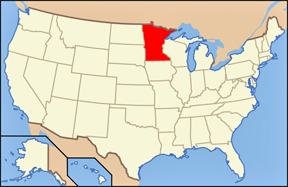 USA map showing location of Minnesota